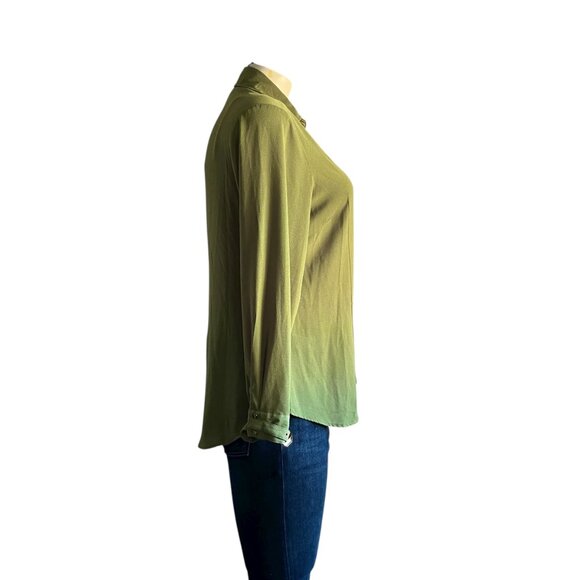 Ashley Stewart Olive Green Blouse Shirt - 14/16 - Picture 5 of 8